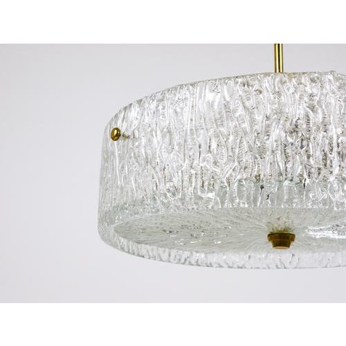 Round Textured Glass Ring and Brass Pendant Lamp by J. T. Kalmar for Kalmar, 1950s For Sale - Image 10 of 15