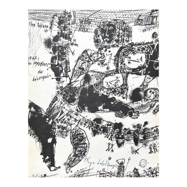 Theo Tobiasse Pencil Hand-Signed Drawing 1962 For Sale
