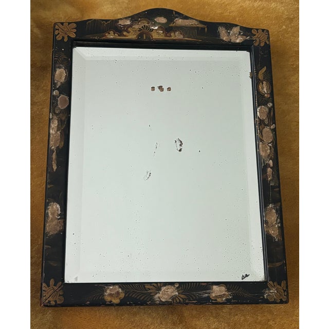 Antique English Chinoiserie Black Japanned Dressing Table Mirror / Table Top Easel Mirror For Sale - Image 16 of 18