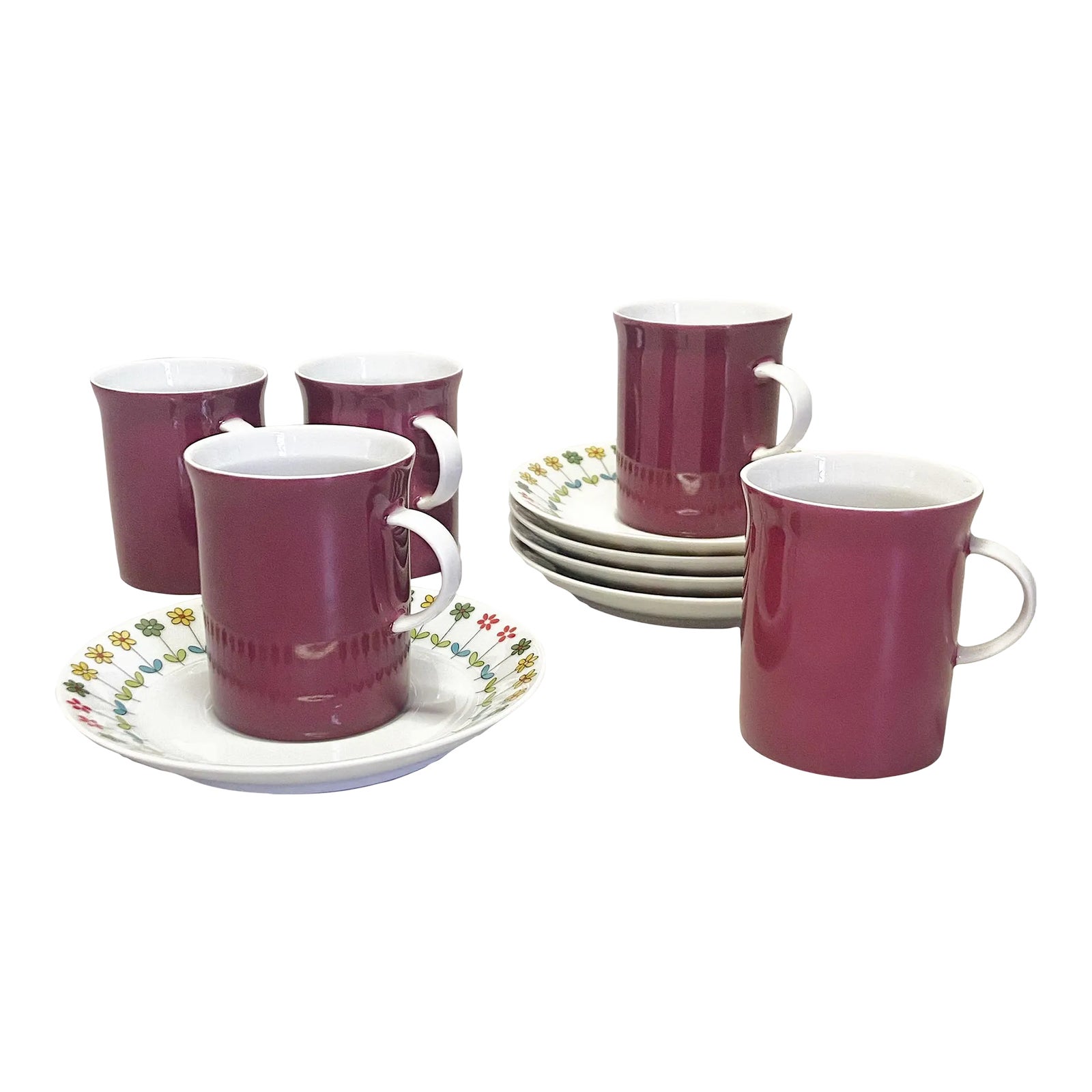 1960s Secunda Purple Tea Cups by Hans Theo Baumann With Piemonte