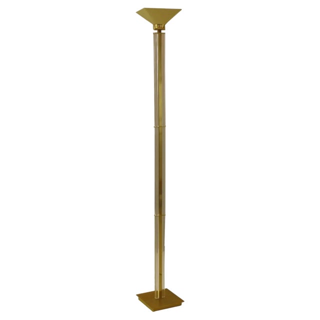 Hollywood Regency Brass Uplighter Floor Lamp by Baulmann, 1980s For Sale