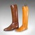This is an antique bootmaker’s display. An English, leather over ash riding boot and stretcher set, dating to the...