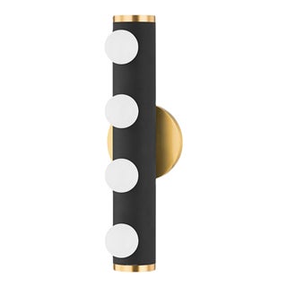 Mitzi Penny 4-Light Bath Bracket, Aged Brass/Textured Black Combo For Sale