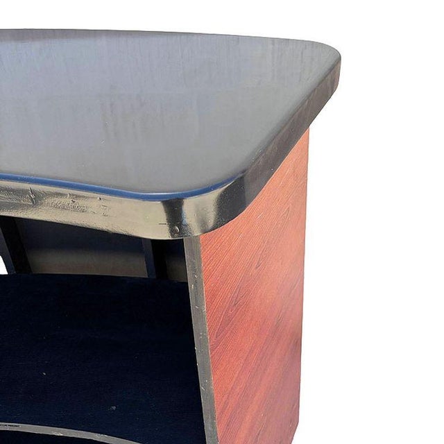 Bespoke Modernist Curved Walnut Dry Bar W/ Black Lacquer Top For Sale In Los Angeles - Image 6 of 8