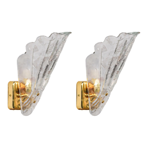 Vintage Italian Murano Glass Wall Lamps, Gold Plated, 1970s - Set of 2
