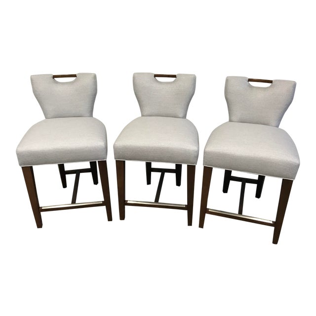 Grey Upholstered Counter Stools Set of 3 Chairish