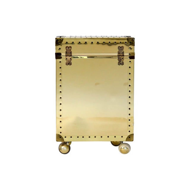 Hollywood Regency 1970s Brass Clad Storage Chest For Sale - Image 3 of 7