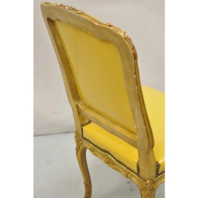 Vintage French Louis XV Style Parcel Gilt Carved Dining Side Chairs - Set of 10 For Sale - Image 13 of 14