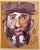 Mid 20th Century Outsider Folk Art Expressionist Rabbi Israeli Painting Signed Hebrew Jewish Star For Sale - Image 5 of 6