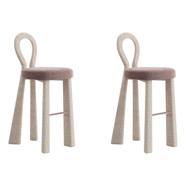 Mary III Bar Chairs with Upholstered Legs by Ottiu, Set of 2 For Sale