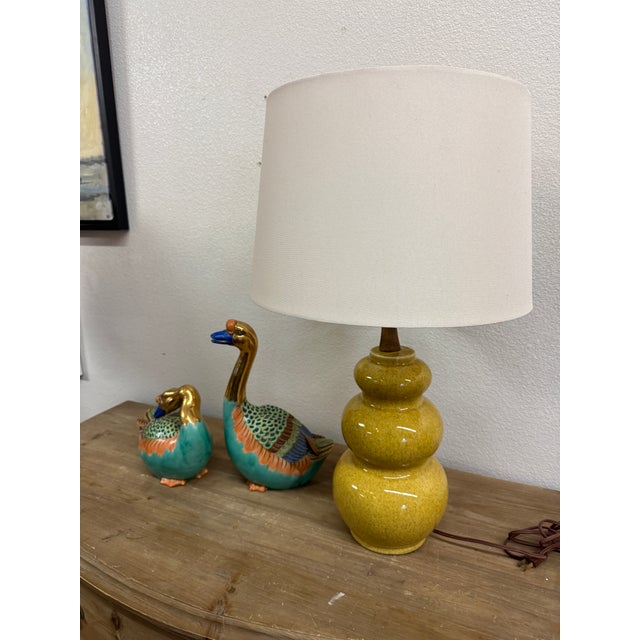 Vintage Gourd Lamp Yellow Ceramic. Perfect Proportion. For Sale - Image 11 of 11