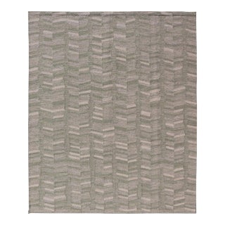 Scandinavian/Swedish Flat Weave Rug in Green Tones by Keivan Woven Arts 9'2 X 12 For Sale