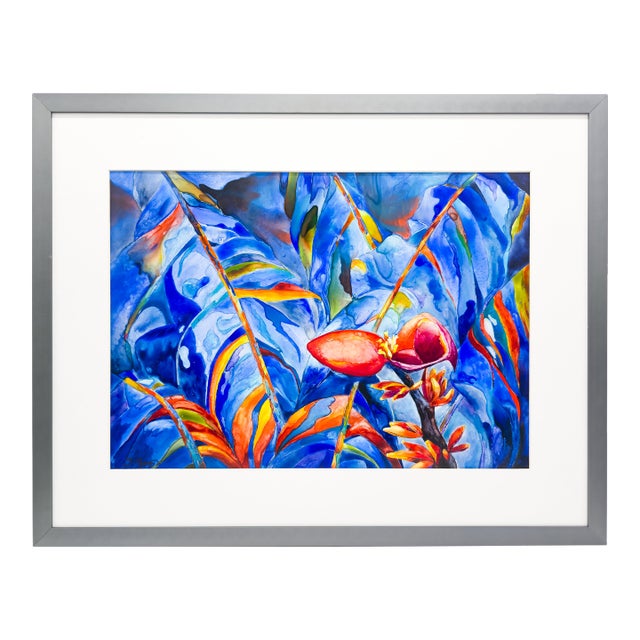 Scarlet Bloom, Tropical Cobalt - Tomoko Parry, C. 1990s For Sale