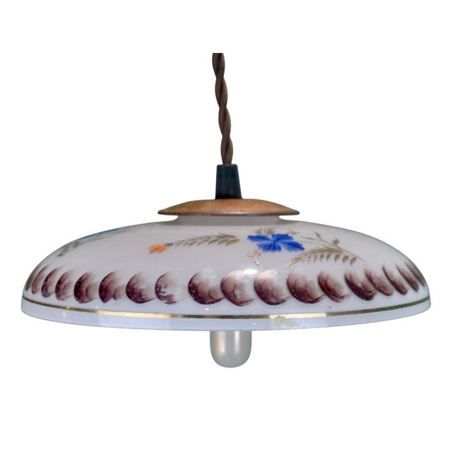 Hand-Painted Glass Lamp, 1940s For Sale