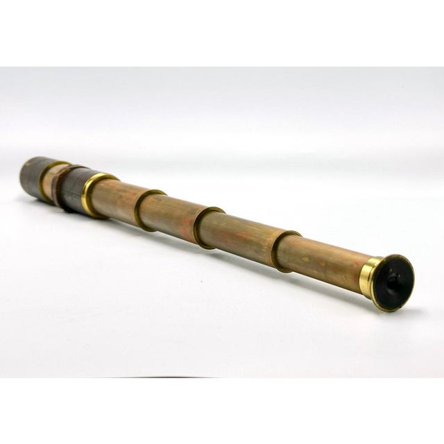 19th Century French Nautical Leather Bound Brass Telescope For Sale - Image 14 of 14