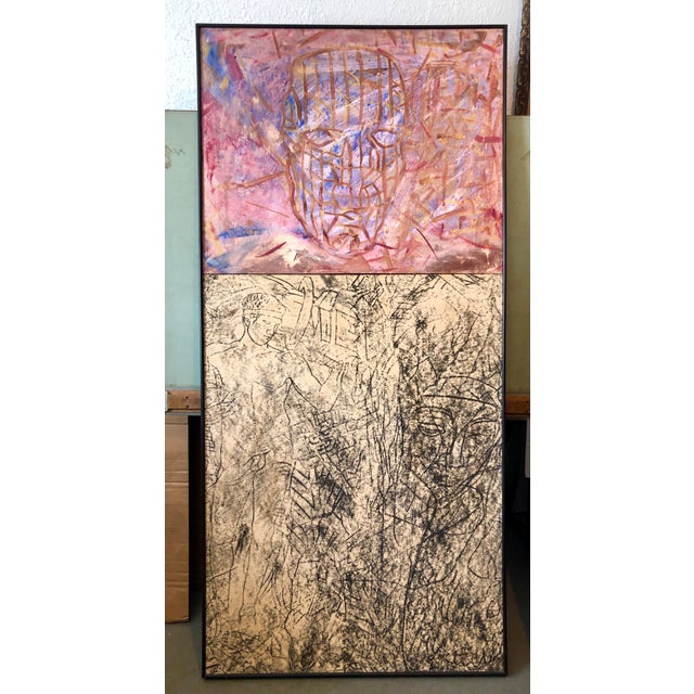 Red Joseph NechvatalPost Conceptual Digital Artist Oil Painting Screenprint Diptych Joseph Nechvatal, 1985 For Sale - Image 8 of 12