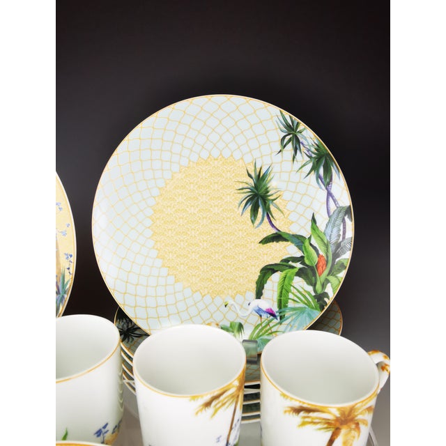 Bernardaud "tropiques" superb 21-piece limoges fine porcelain coffee/dessert service by bernardaud magnificent exotic...