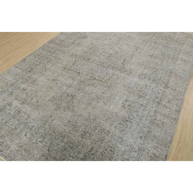 Farmhouse Tabriz Rug 7’11” X 10’10” Gray Wool Vintage Overdyed Hand-Knotted Carpet For Sale - Image 3 of 15