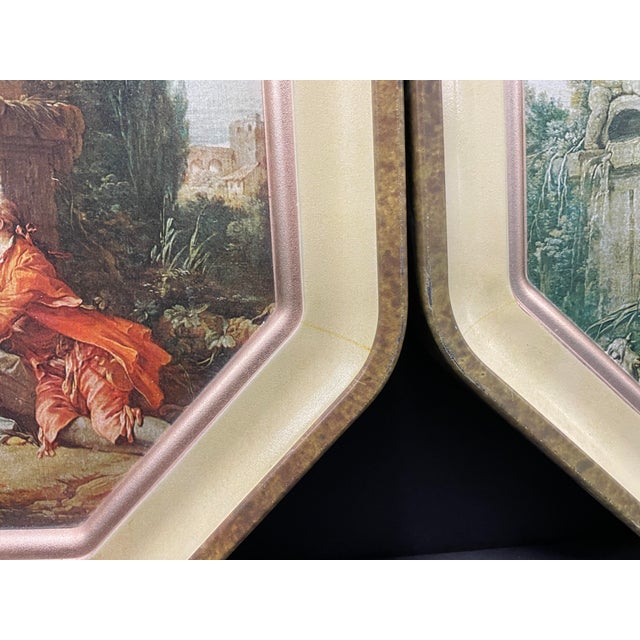 1960s Francois Boucher Octagonal Wall Hangings - A Pair For Sale - Image 4 of 6