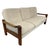 Dimensions: H 34” x W 82” x D 31” x SH 16” Vintage Danish Brutalist pine three-seater sofa, upholstered in original beige...