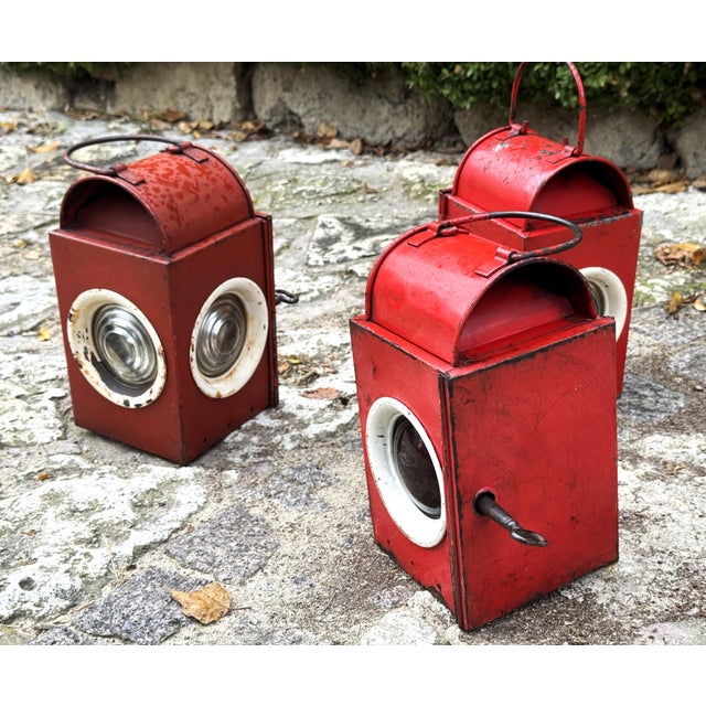 Vintage Railway Signal Lanterns, Austria, 1930s, Set of 3 For Sale - Image 9 of 17