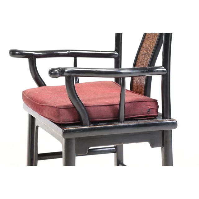 Antique Chinese Black Lacquer Scholar Travel Desk & Two Yoke Back Chairs For Sale - Image 14 of 18