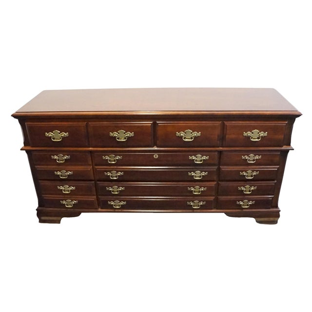 Traditional Bassett Furniture Solid Cherry Traditional Style 64" Triple Dresser 2107-237 For Sale - Image 3 of 13