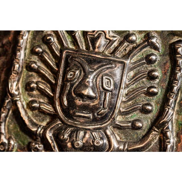 1940s Amazing Vintage Peru Mixed Metal Copper Alloy and Sterling Silver Art Box Incan Design Element Home Decor For Sale - Image 5 of 15
