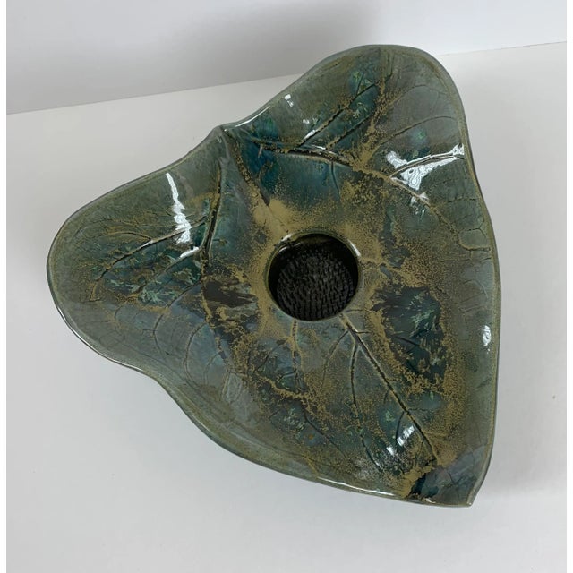 2000s Large Lotus Leaf Ikebana Centerpiece, Signed by Artist For Sale - Image 12 of 13