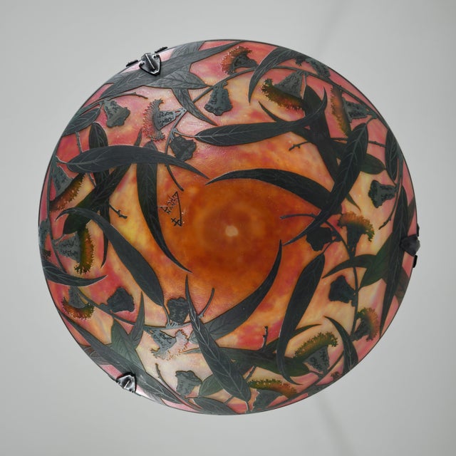 French Art Deco Pendant Light by Daum & Majorelle - 1925 Cameo Chandelier France For Sale - Image 9 of 15