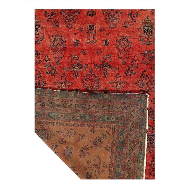Traditional Pasargad DC Rose Antique Persian Kashan Rug For Sale - Image 3 of 3