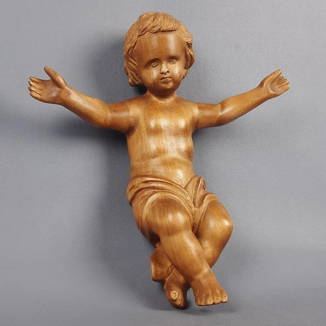 Handcrafted Carved Wood Sculpture of a Child, Italy, 20th Century For Sale - Image 18 of 18
