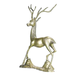 Mid 20th Century Large Vintage Brass Deer Statue Reindeer Sculpture