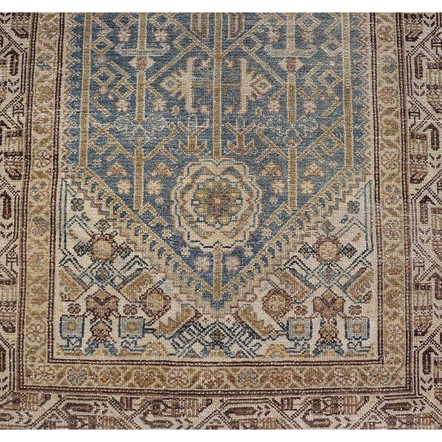 Textile Long Antique Persian Malayer Runner in Gray, Blue, Green With All-Over Design For Sale - Image 7 of 13