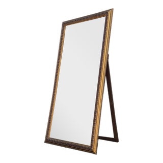 Vintage Giltwood Full-Length Cheval Floor Mirror With Easel Stand For Sale