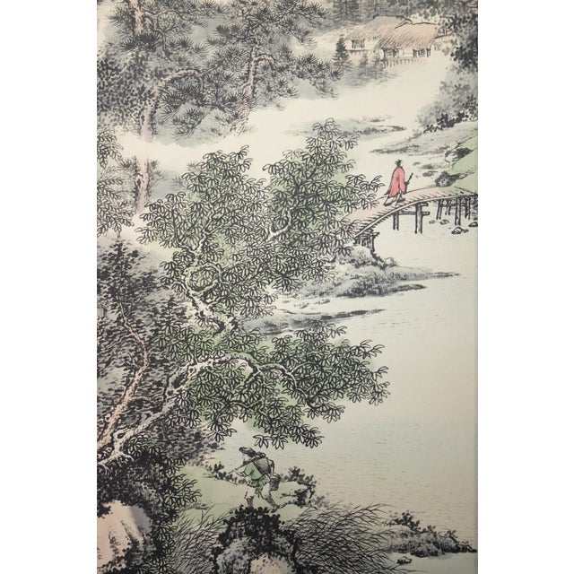 Heisei Era Japanese Monochrome Landscape Printed Scroll - A Pair For Sale - Image 10 of 18