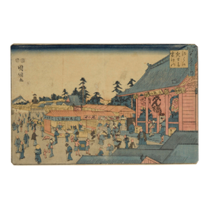 "The Kaminarimon at the Kanseon Temple in Asakusa" - Original Japanese Print by Utagawa Kunitsuna