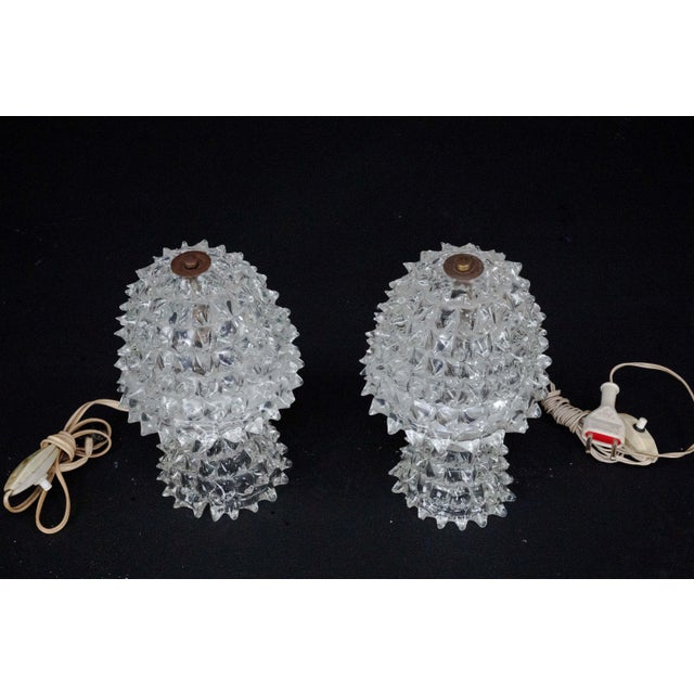 Italian Murano Glass Rostrato Table Lamps attributed to Ercole Barovier, 1940s, Set of 2 For Sale - Image 10 of 15
