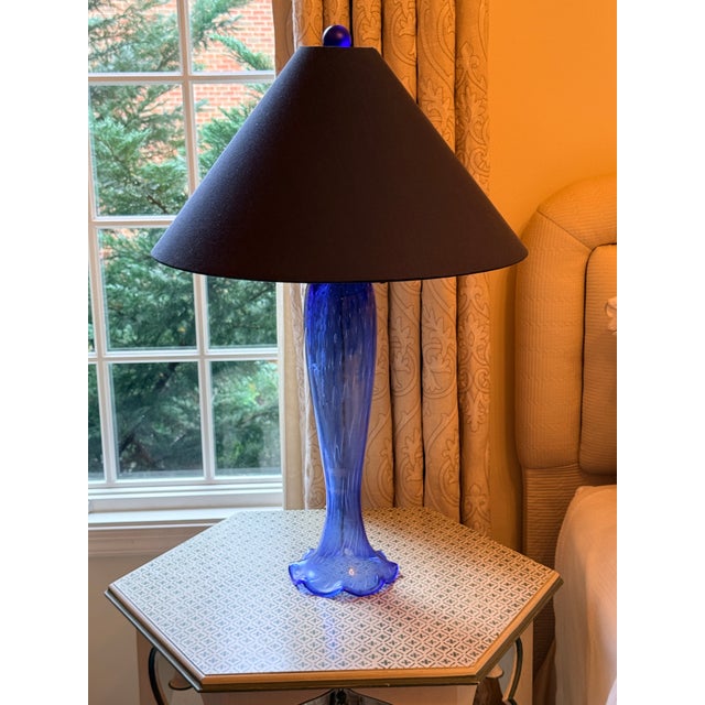 Late 20th Century Italian Cobalt Blue Sirena Table Lamps by John Hutton for Donghia - Pair For Sale - Image 11 of 11
