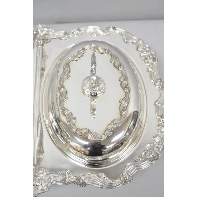 Sheffield Vintage Sheffield Silver Plated Victorian Double Buffet Serving Dish Platter For Sale - Image 4 of 18