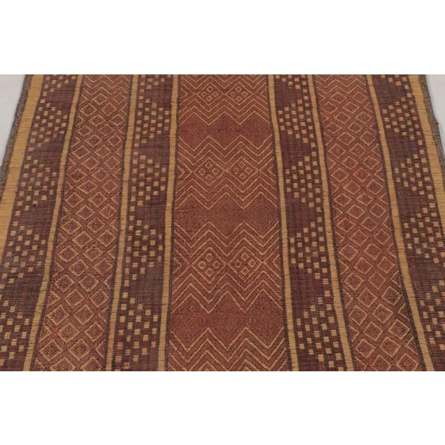 Tribal Vintage Tuareg Mat, Rich Burgundy With Tribal Geometric Patterns - Rug & Kilim For Sale - Image 3 of 10