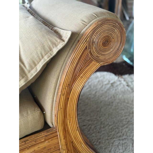 Mid-Century Modern 1970s Sculptural Reed Scroll Arm Chaise Lounge For Sale - Image 3 of 10