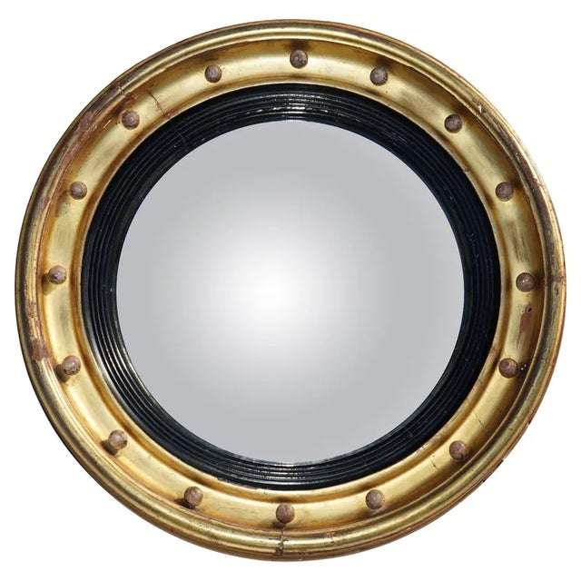Antique Regency Giltwood Framed Convex Butlers Wall Mirror, 1815 For Sale - Image 11 of 11