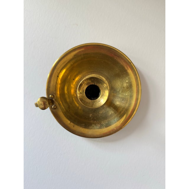 Late 18th Century XL Hand-Forged English Brass Chamberstick C. 1780–1850 – 8” Wide, Riveted For Sale - Image 5 of 6