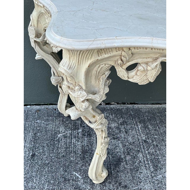 White Vintage Louis XVI Stone Top Console Table For Sale - Image 8 of 12