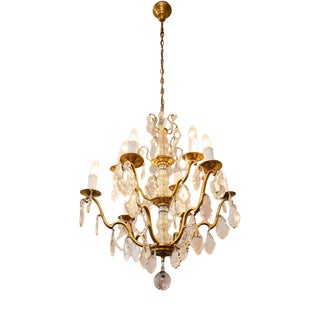 Two-Story Chandelier with Crystal Trimmings For Sale