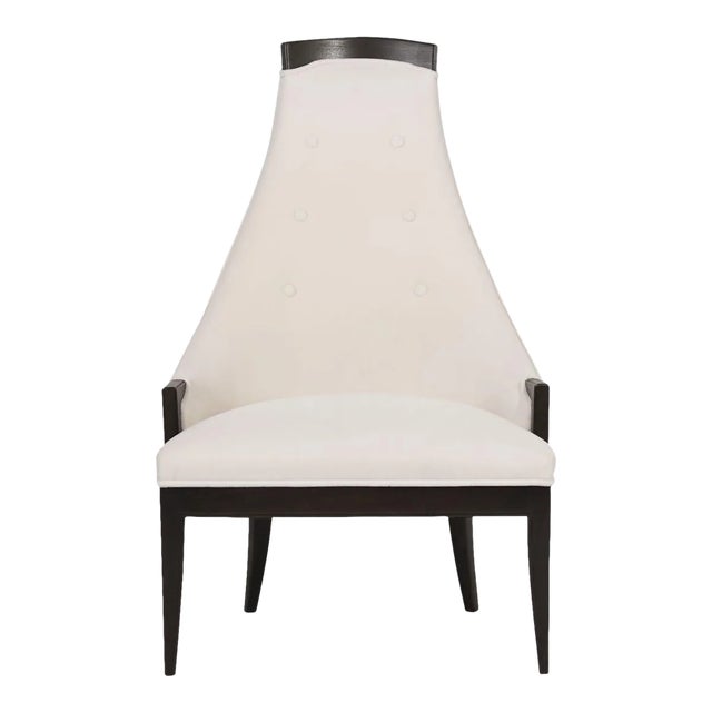 Highback Accent Chair in Ivory Mohair, Circa 1950s For Sale