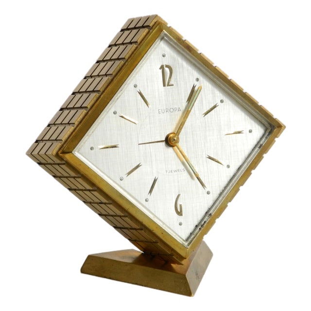 Small Mechanical Brass Alarm Clock from Europa, 1960s For Sale