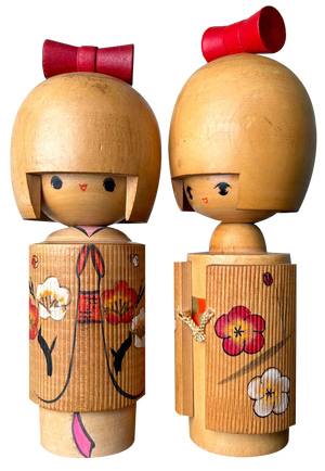 Vintge Japanese Kokeshi Figurines by Tomio Ishida, 1970s, Set of 2
