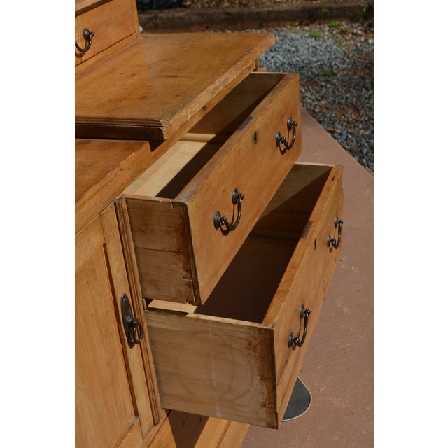 Champagne Vintage Unusual Rustic Pine Dresser Chest W/ Small Mirror / Cupboard & Glove Drawer For Sale - Image 8 of 17